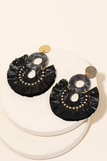 Black Fan Drop Earrings