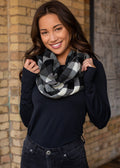 Black and White Buffalo Plaid Infinity Scarf