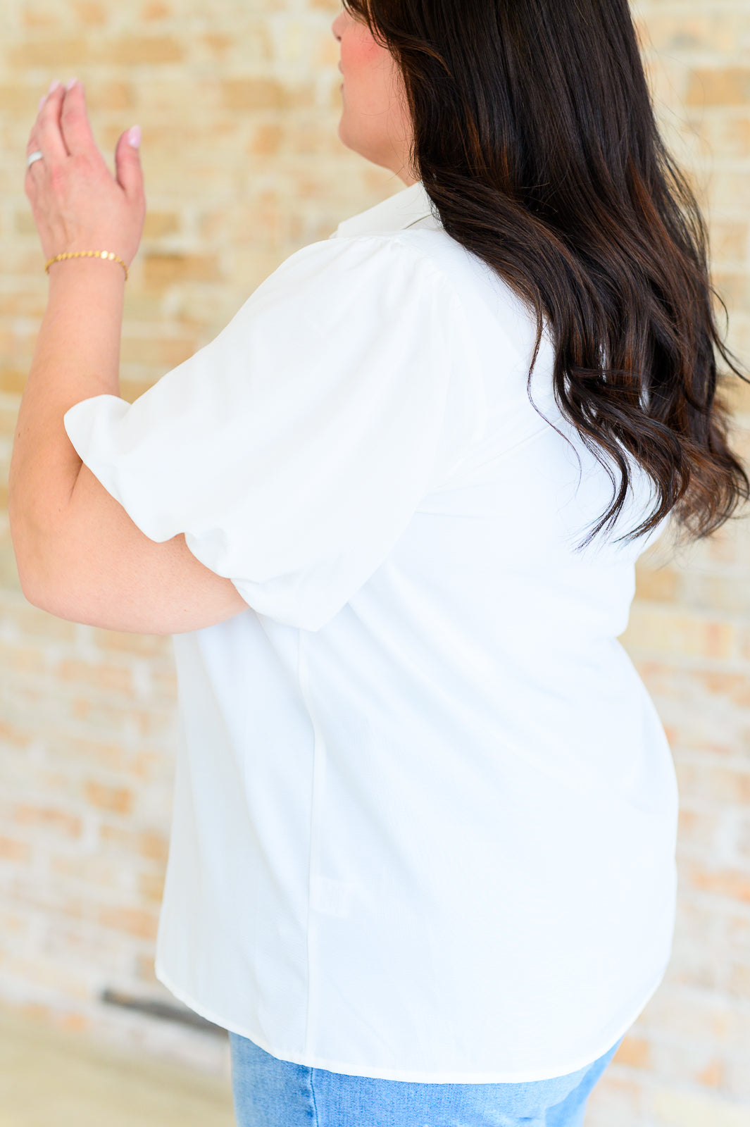 A White Sixth Sense Balloon Sleeve Blouse