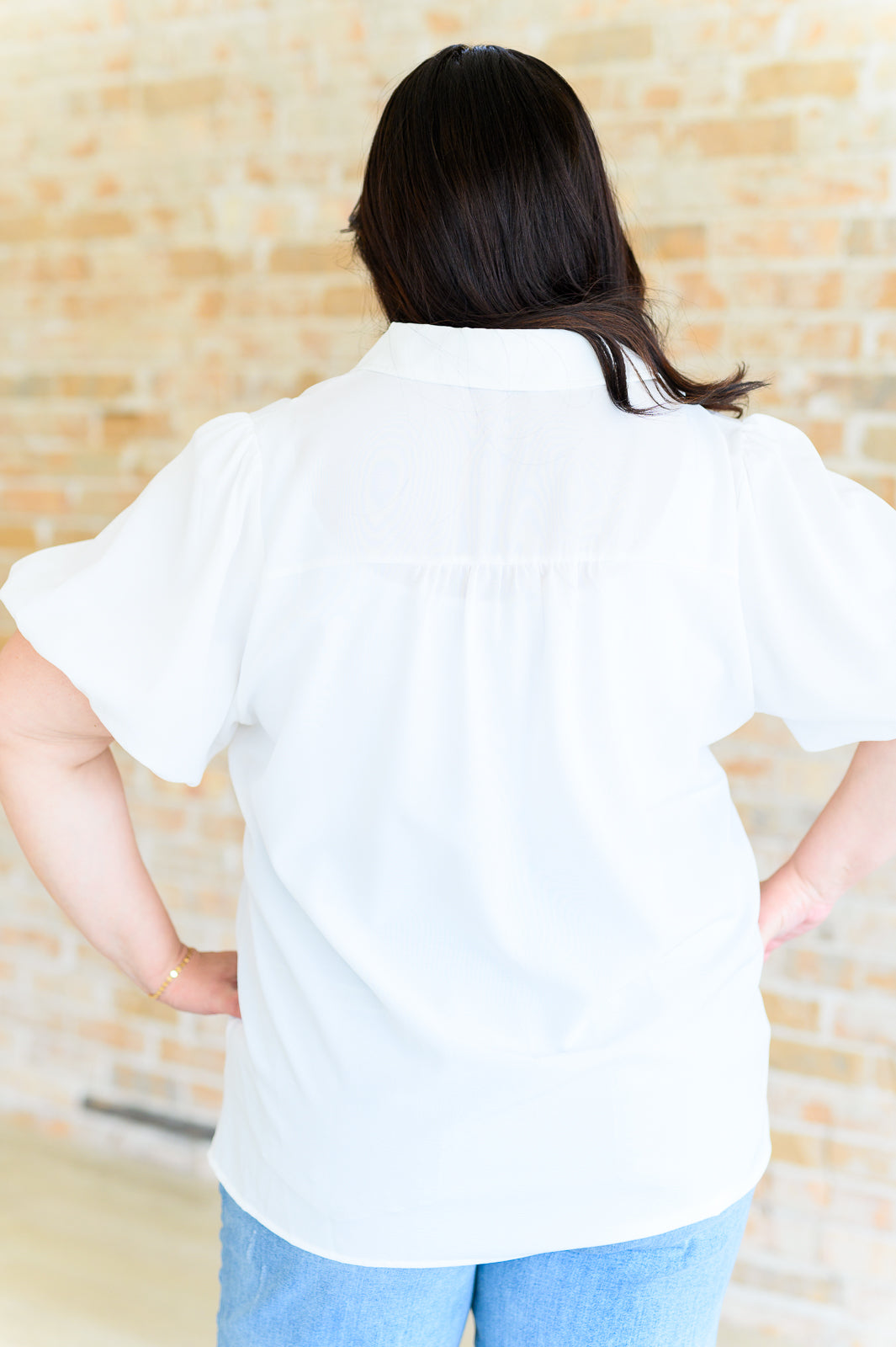 A White Sixth Sense Balloon Sleeve Blouse