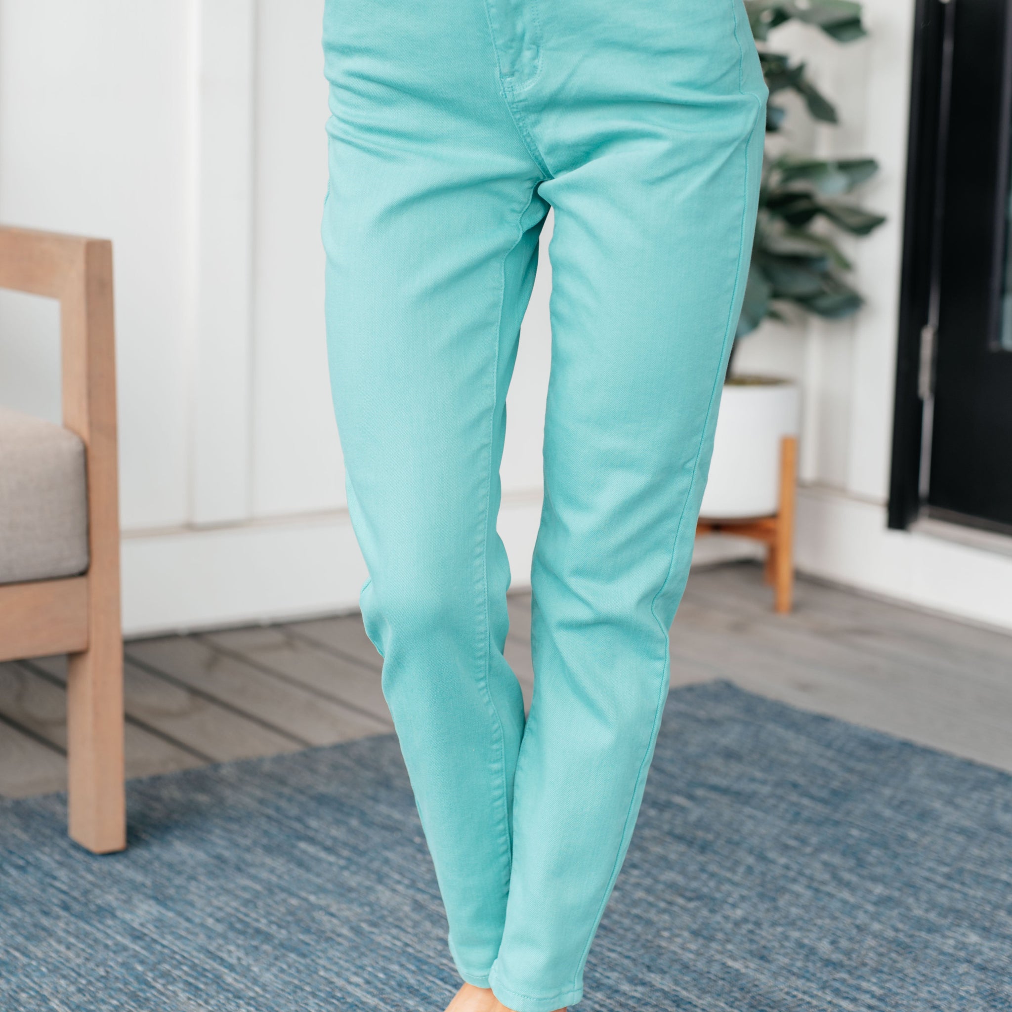 Judy Blue Bridgette High Rise Slim Jeans in Aquamarine