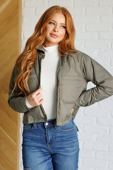 Olive Lightweight Puffer Jacket in