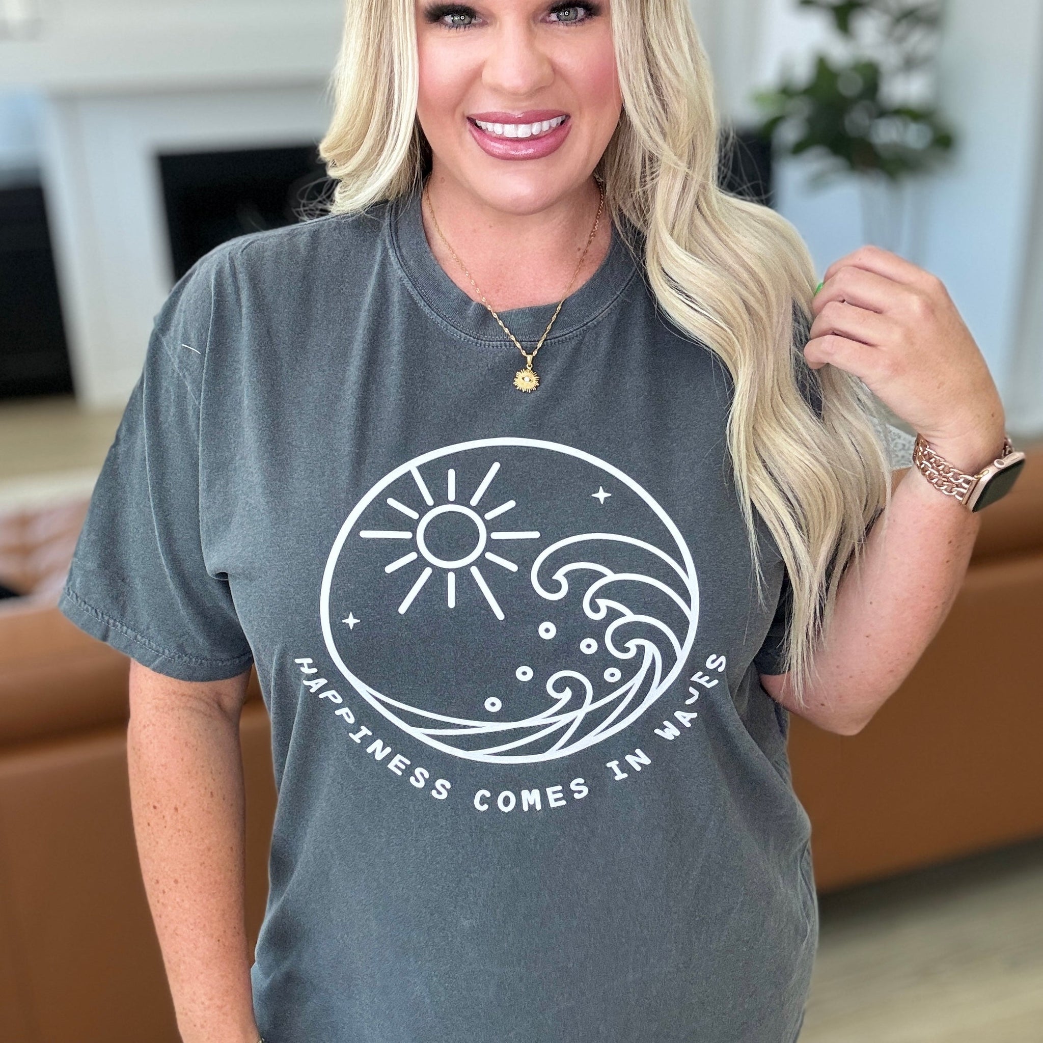 Happiness Comes in Waves Graphic Tee