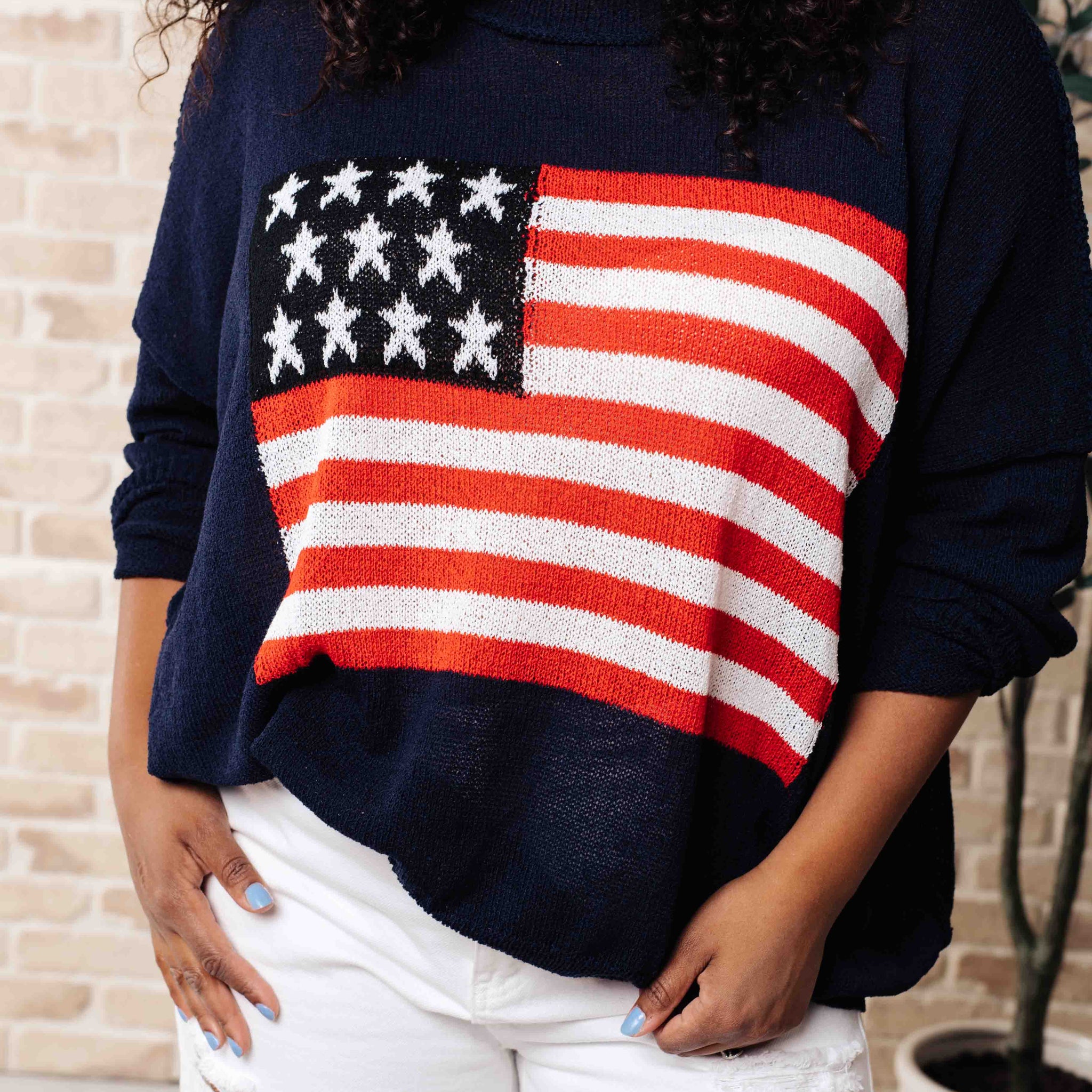 Oh Say Can You See Lightweight Pullover - American Flag Sweater