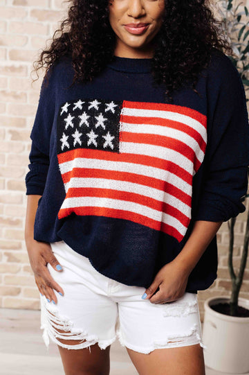 Oh Say Can You See Lightweight Pullover - American Flag Sweater