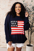 Oh Say Can You See Lightweight Pullover - American Flag Sweater