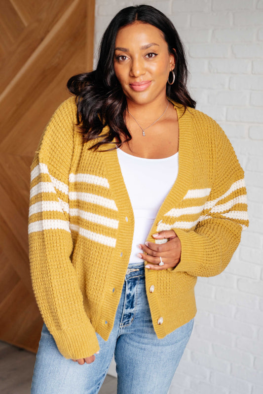 On Top of the World Mustard Striped Cardigan