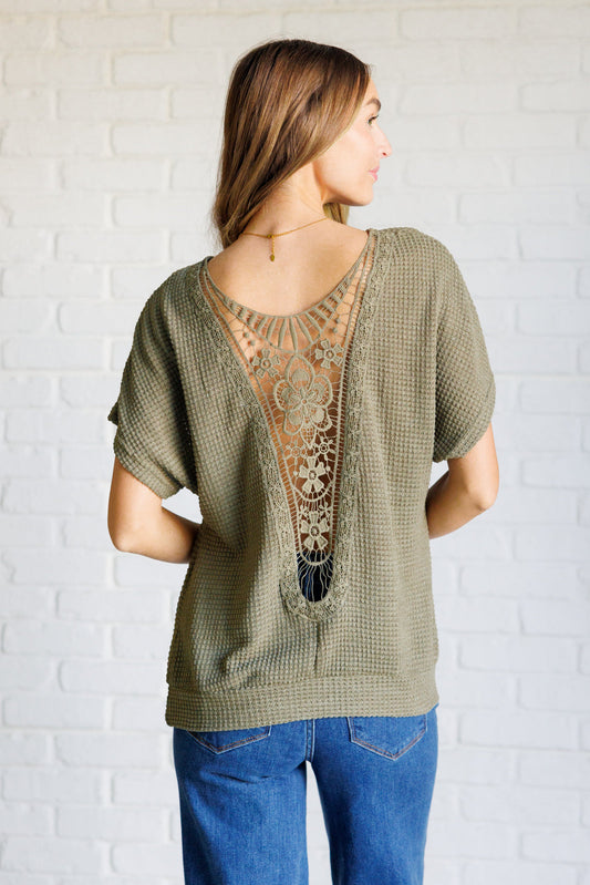 Olive Secret Detail Lace Back Top