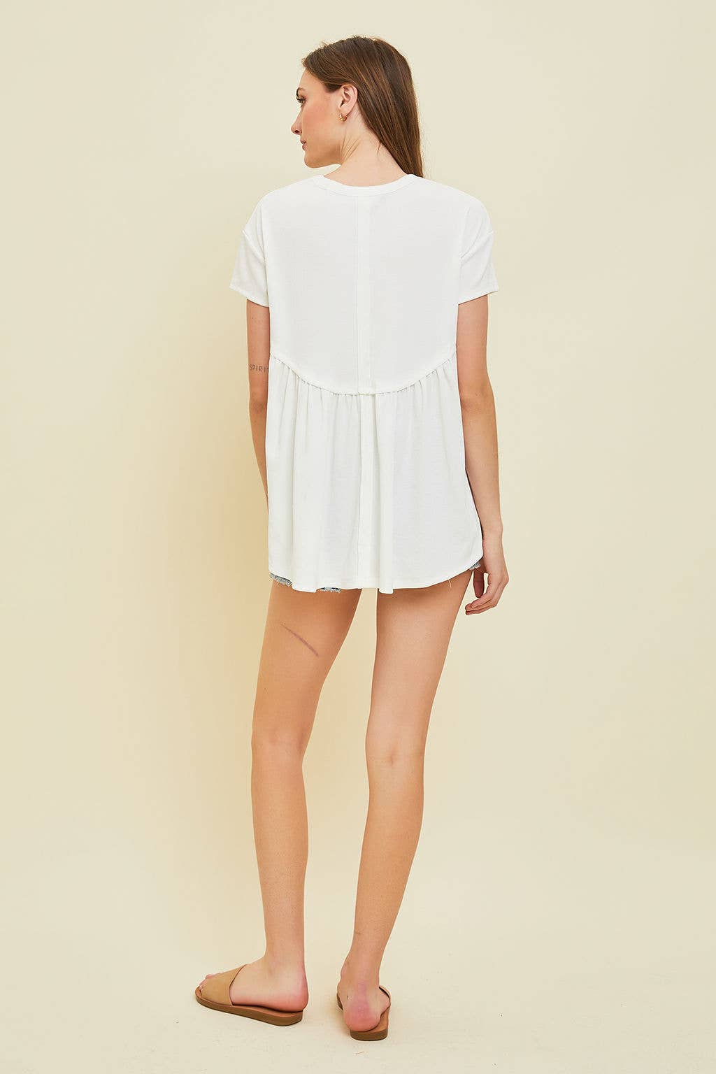 White Babydoll Short Sleeve Top