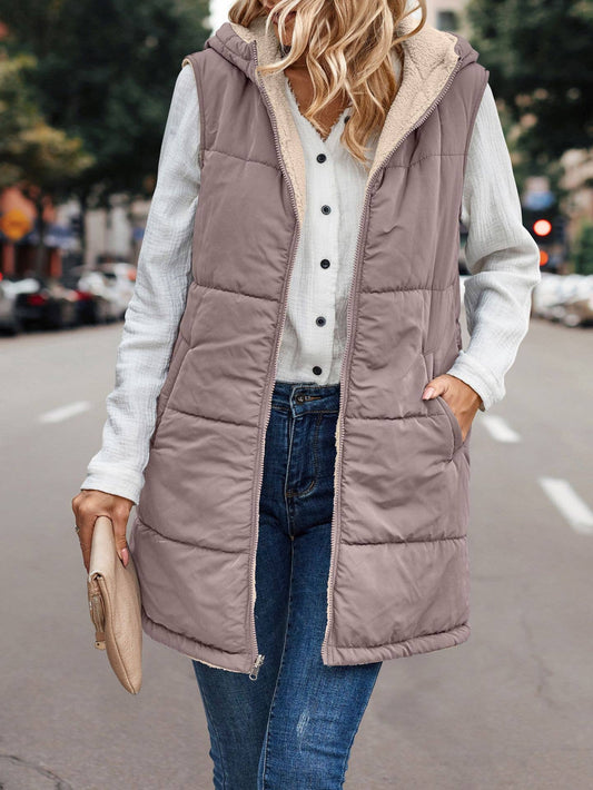 Mauve Hooded Sherpa Vest